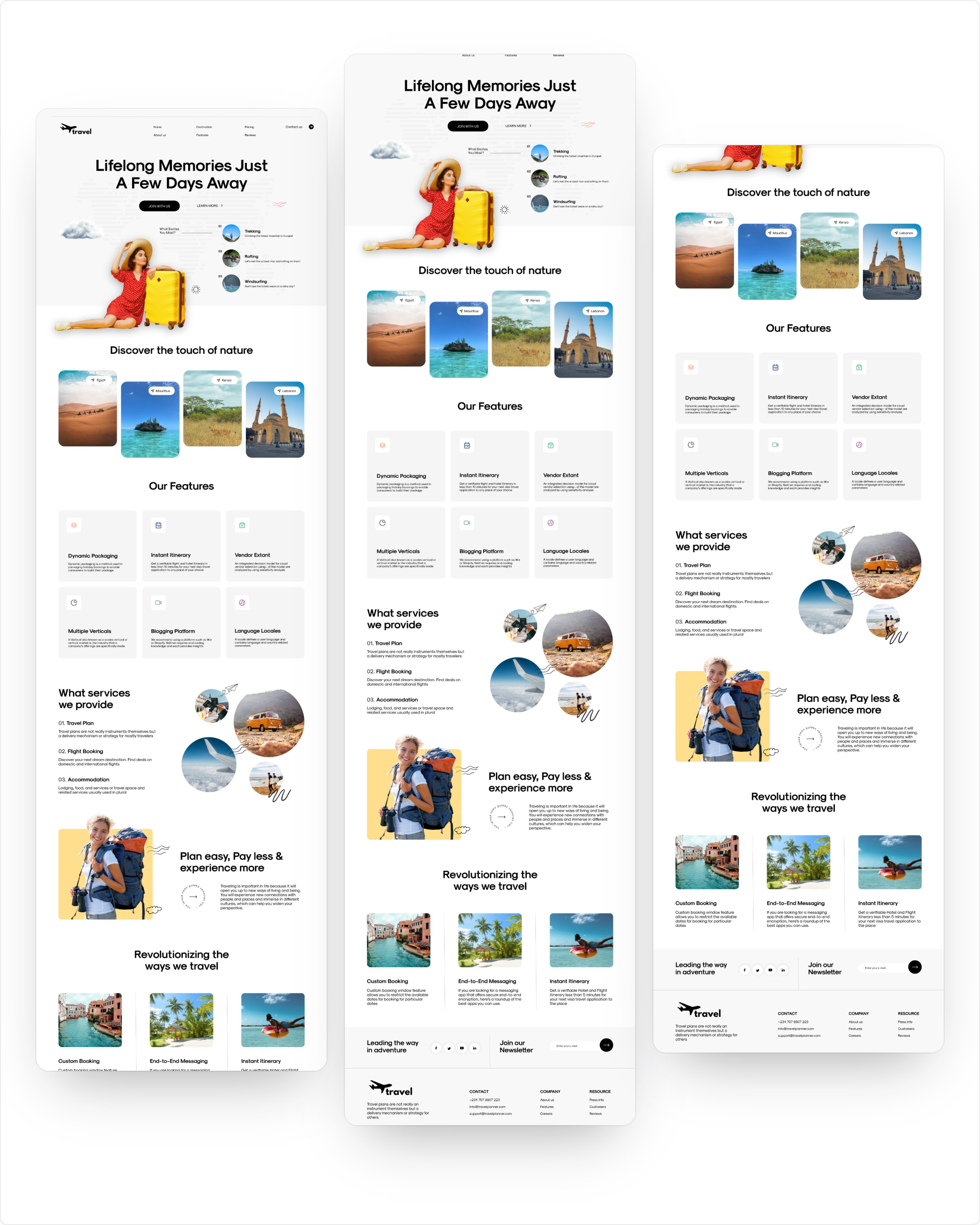 Travel landing page concept